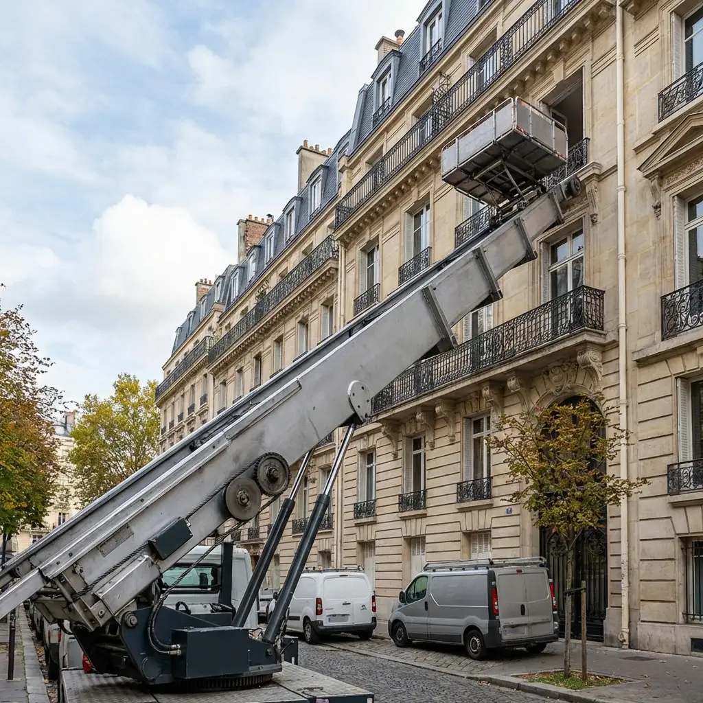 Monte-meubles pour immeubles de grande hauteur et accès difficiles